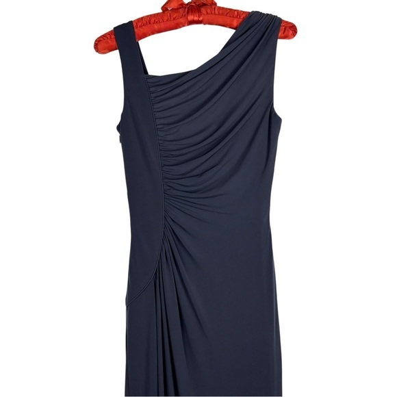 CALVIN KLEIN GRAY GATHERED FITTED SLIT CUTOUT FLOOR LENGTH EVENING GOWN DRESS - Picture 6 of 11